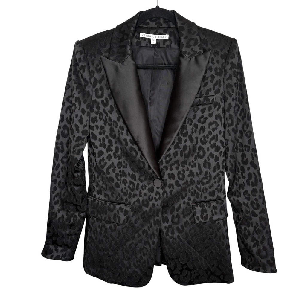 Veronica Beard Ashburn Dickey Tuxedo Blazer Jacket 6 Leopard Jacquard Party USA